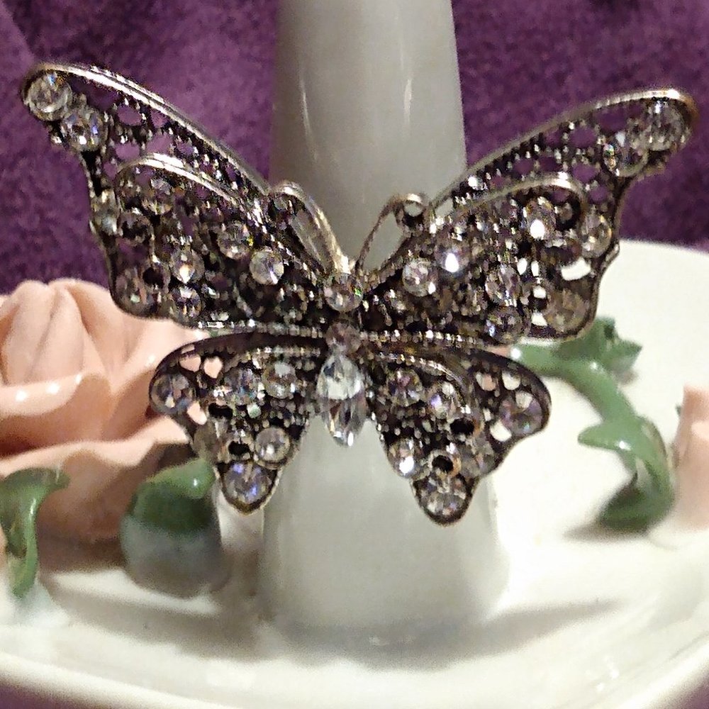 Rhinestone Butterfly Ring